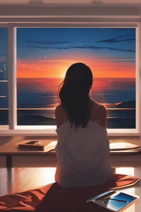 ((beste-Qualit)), ((tmasterpiece)), ((Realistic)), Sun at sunset, Wanderer in the rays of sunset, Extremely detailed, Illustration by Alena_Aenami, —AR 2:3 —q 4 —s 750