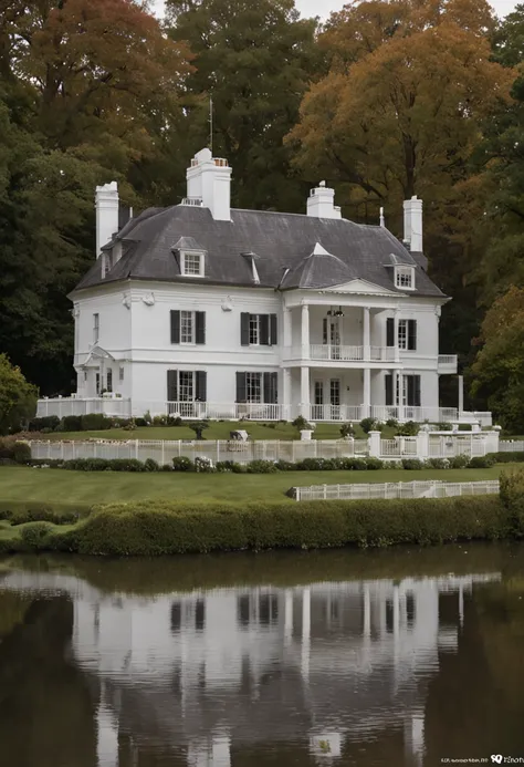 a white house with a thatched roof, very futuristic as it shows all sorts of connections and wireless data floating around, reflecting how smart the house is