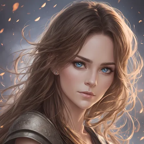 women mid age powerful and wizard, only face, hair ligth brown and eyes brown, photorealistic, long hair, angelical face, 8k, --auto --s2