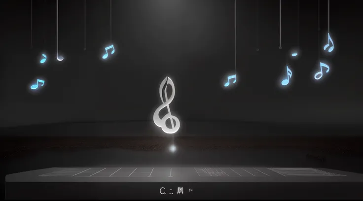 In a beautiful, spectacular and surprising place, musical notes C, D, E, F, G, A, B floating, personalized musical notes.
Black screen, a black screen.