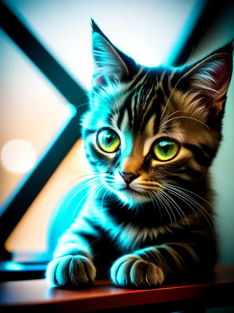 cute kitten made of metal, (cyborg: 1.1), ([tail | detailed wire]: 1.3), (complex detail), HDR, (complex detail, super detail: 1.2), cinematic shot, vignette, center