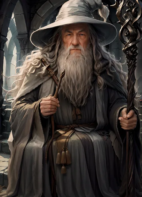 gandalf, wise, wizard, high contrast, (natural skin texture, hyperrealism, soft light, sharp),