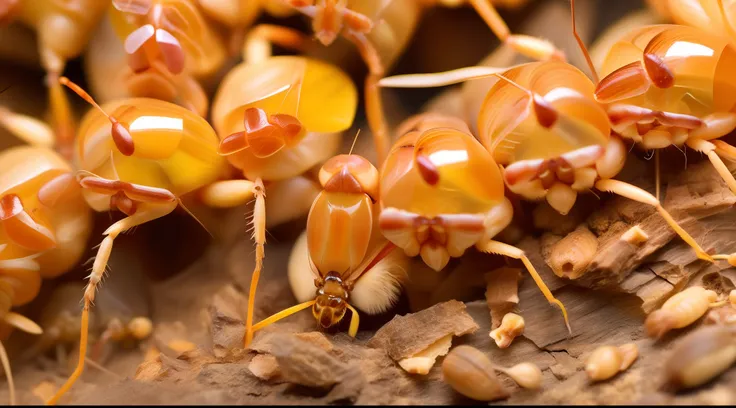 Termites eat wood, macro shot, , Delicate composition