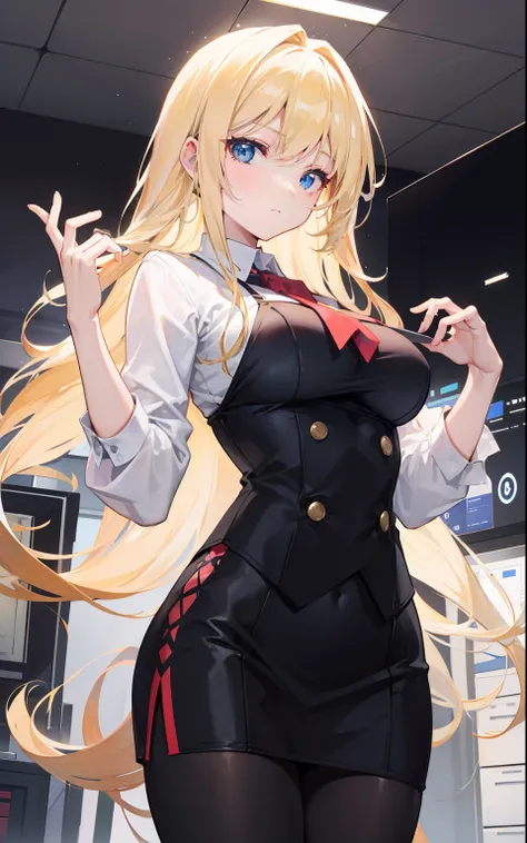 Blonde is a beautiful girl with long hair in the workplace elite，Ability to manipulate time