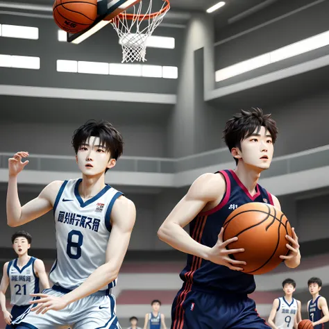 Cai Xukun and Cheng Xinkai play basketball