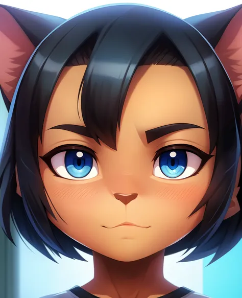 Retrato de uma gatinha, gato anime, pele macia e suave, grandes olhos sonhadores, lindos cabelos coloridos intrincados, symmetric, anime olhos arregalados, Olhos bonitos, soft lighting, Rosto detalhado, por makoto shinkai, Stanley Artgerm Lau, WLOP, Ross, ...