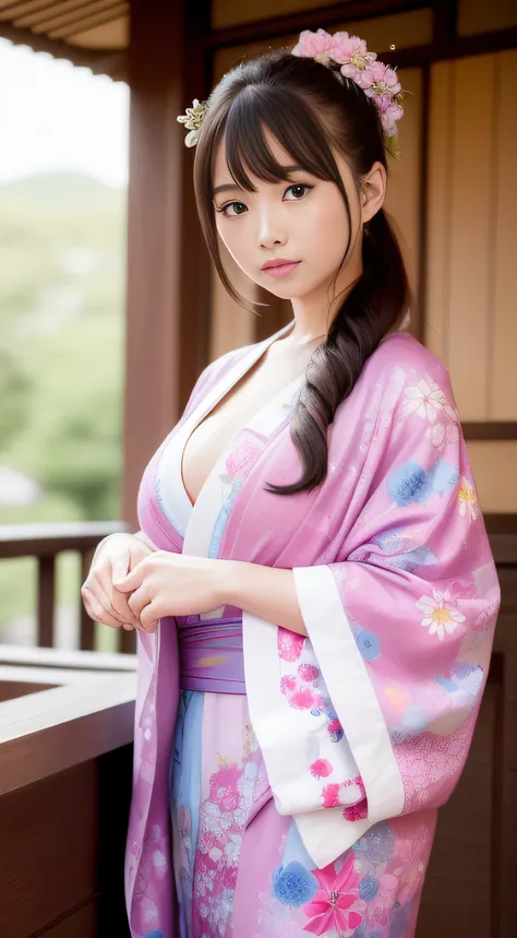 hightquality、​masterpiece、ultra res、a beauty girl、Beautiful girl face、cute girl face、kimono、wearing kimonos、full bodyesbian、Famous actresses of Japan、very beautiful face、A sexy