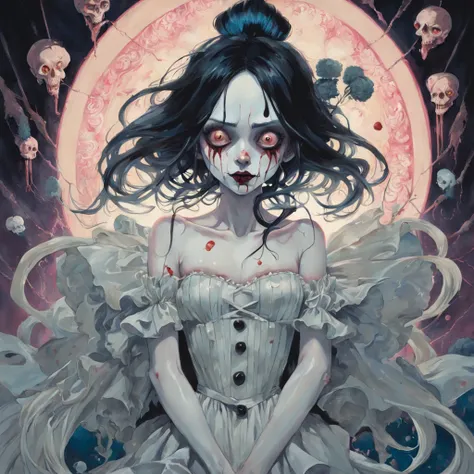 There is ugliness in beauty, But there is also beauty in ugliness. Clown. Cirque. Bouffon. Chapiteau. In the style of Adrian Ghenie, Esao Andrews, Jenny Saville, Edward Hopper, surrealism, Dark Art par James Jean, Takato Yamamoto, Minimalisme inkpunk. Tim ...