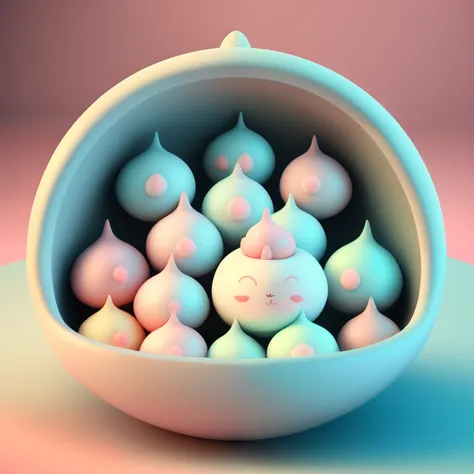 Chibi style,Dozens of tangyuan with rabbit ears,Very cute face,Very real,Chinese folk art style tangyuan,Chinese kitchen background,Steaming hot,It looks delicious.,Ultra high definition image quality,