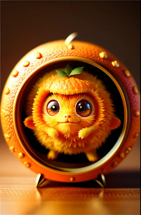 Cute little orange, rendering by octane, illusory engine, Highly detailed, Intricate