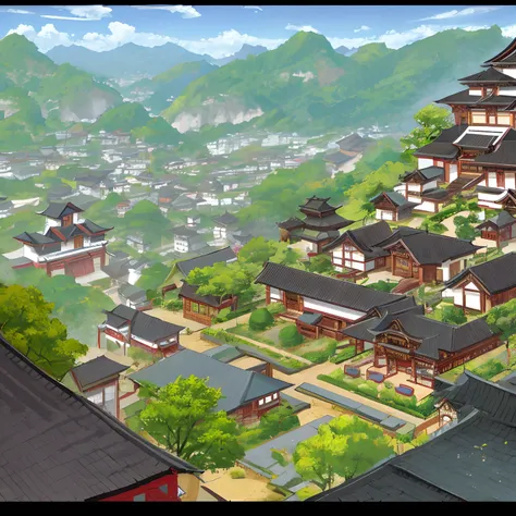 Scenery, many houses, Chinese style houses, small towns, no one