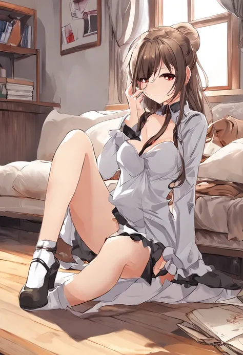 Anime girl in lingerie sitting on the floor in a room, seductora chica de anime, Fondo de pantalla de anime 4k, Atractiva chica de anime, hermosa chica de anime, Estilo anime 4K, Hermosa y seductora mujer con la mano en la de anime, Hermoso y atractivo ani...