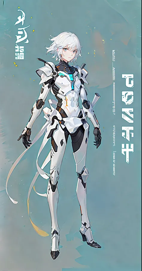 character  design，One dressed in white，red peach, glossy white armor, streamlined white armor, sleek white armor, clothing design, clear outfit design, full body concept, sleek streamlined white armor, detailed white armor, full body adoptable, new costume...