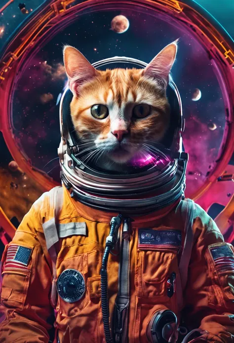 Always a photo of an astronaut with a cat head