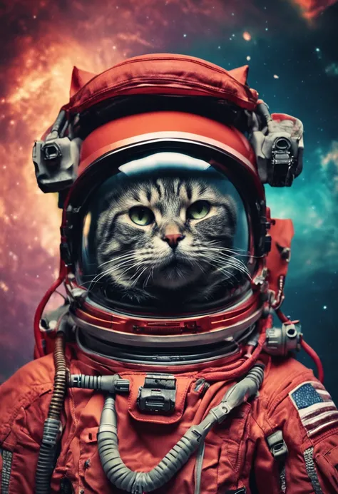 Always a photo of an astronaut with a cat head