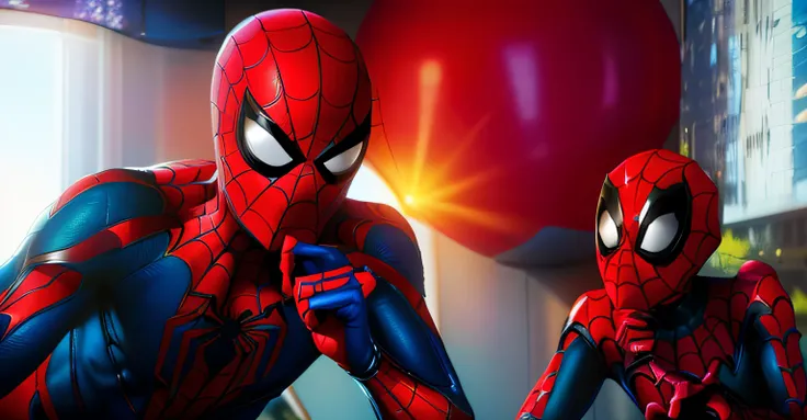 Spider - Man and Spider - Woman in a scene from the animated film, aranhaverso, no aranhaverso, no aranhaverso, spider - estilo de arte verso, Pedro Parker, aranha - homem, Homem-Aranha, Peter Parker como Homem-Aranha, Marvel Animation, animated film, anim...