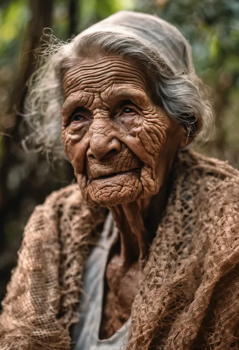 a veil of age 85 years wrinkled skin ,using a dirty straw chapéo , esta em um milharal segurando um milho de 50 cm