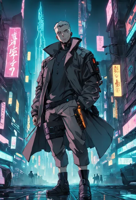 Cyberpunk man, city cyberpunk, bladerunner 2048