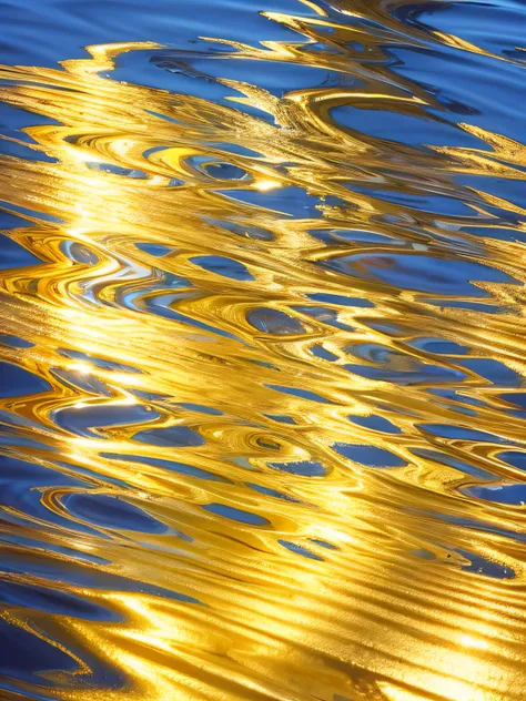 Close-up of yellow water with ripples, gold refractions off water, Honey ripples, heat ripples, water reflecting suns light, rippling reflections, liquid gold, Ripples, Water ripples, swirly ripples, On a reflective gold plate, rippling, rippling water, Gl...