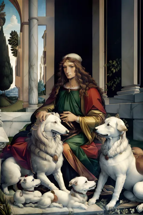 botticelli artwork emperor with dogs