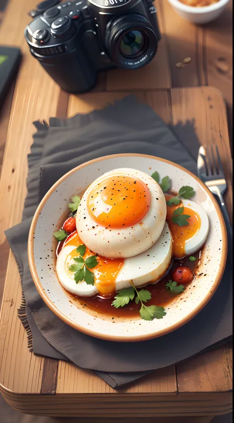 Describe how you would create a professional image of a croque madame, with realistic appearance and in the highest quality. How would you handle the challenges of making a plate of food look appealing and appetizing in photography, ensuring that each ingr...