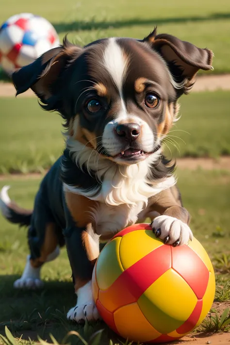 cachorro brincando com a bola