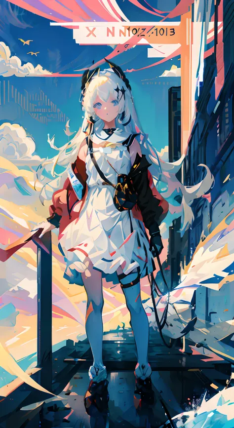 Anime girl standing in front of the window，Long white hair and blue eyes, Best anime 4k konachan wallpaper, Kantai collection style, azur lane style, high detailed official artwork, from girls frontline, A scene from the《azur lane》videogame, girls frontlin...