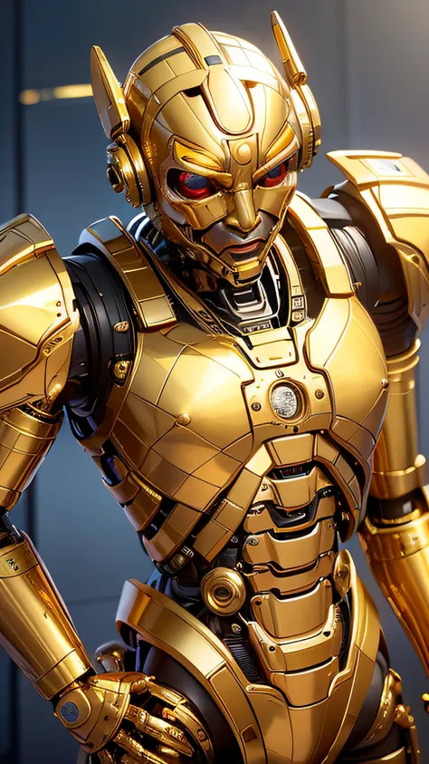 a close up of a gold statue of a man with a bitcoin on his face, futuristic precious metals, cryptopunk, crypto, cryptocurrency, wojtek fus, gold skin, the golden humanoid robot, golden theme, inspired by Hedi Xandt, the encrypted metaverse, golden skin, c...