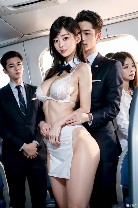 (in 8K、Raw photography、Highest Quality、realisitic、Photorealsitic、Professional Lighting、​masterpiece、extremely delicate and beautiful、Highly detailed、finely detail、ultra-detailliert、hight resolution、full-shot)、SFW、Detailed scenario of a very crowded cabin、(...