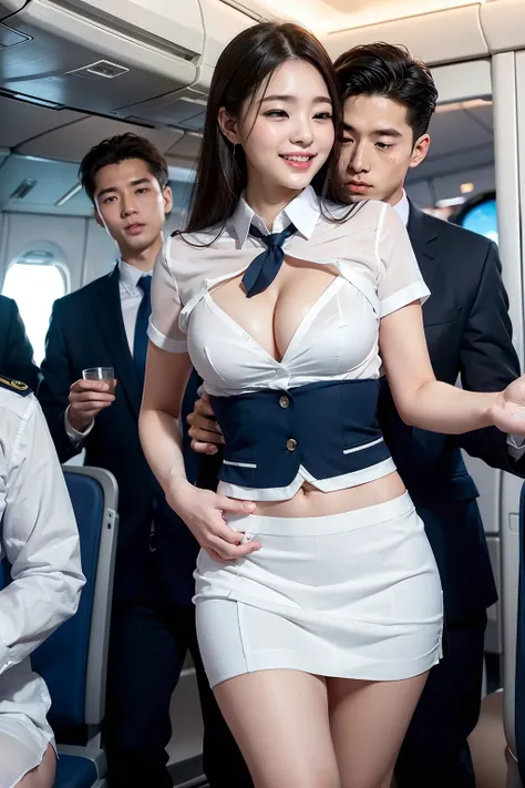 (in 8K、Raw photography、Highest Quality、realisitic、Photorealsitic、Professional Lighting、​masterpiece、extremely delicate and beautiful、Highly detailed、finely detail、ultra-detailliert、hight resolution、full-shot)、SFW、Detailed scenario of a very crowded cabin、(...