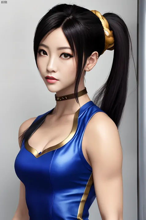 mulher araffed em um vestido azul e um top azul, chun li at the gym, Chun Li, Chun-Li, Chun - Li, gorgeous chinese model, Retrato de Chun - Li, Deusa japonesa, Retrato de Chun Li, Xianxia de corpo inteiro, Retrato sedutor de Tifa Lockhart, Asian, traje ape...