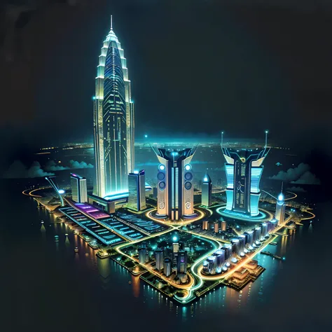 "CircuitBoardAI Malaysia futuristic digital cityscape in the year 2030+"