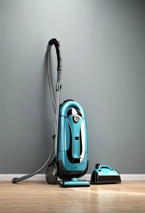 Industrial design of modern vacuum cleaners，Photorealistic rendering，Advertising product photography，cinmatic lighting，dynamic angle，high key lighting，dynamic angle，Home Interior Background，bokeh