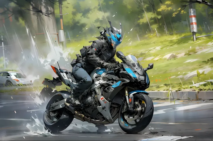 Ultra-clear，mechs，The helmet of the future，Imitation racing motorcycle，R6 motorcycle，Future Warframe，Tactical helmets，4k画质，