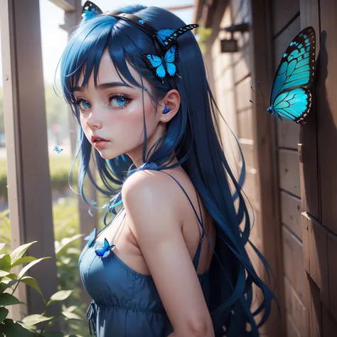 blue butterfly girl