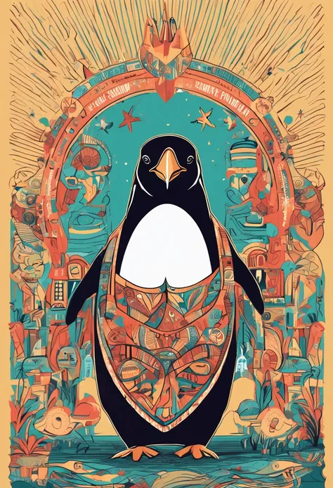 funky illustration、Emperor Penguin