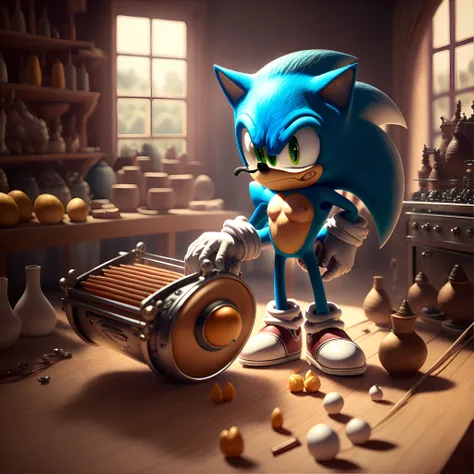 Sonic trabalhando com artesanato com resina 8K