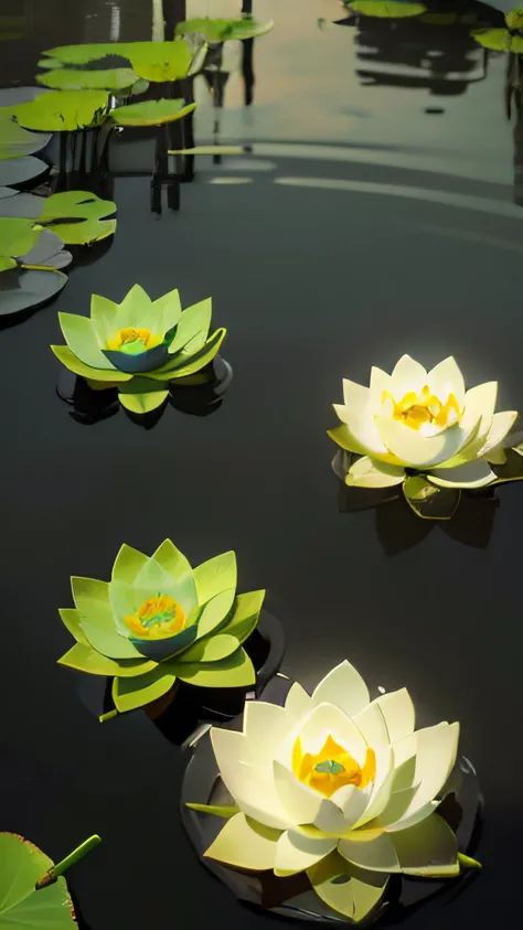 夏天，ponds，Fish in the water，Lotus leaf，lotuses，Empty boats on the water