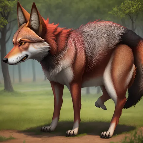 A giant red wolf