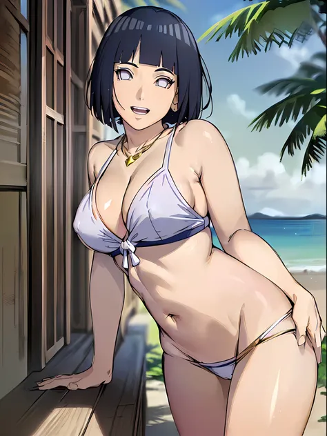 (WALLPAPER,  (hinata(boruto), masterpiece, 1k, whole body shot, contrast lighting, mature female, milf, (curvy:0.8), solo, anime style, sharp focus, professional artwork, intricate details, detailed beach background, colorful, vibrant colors, vivid colors,...