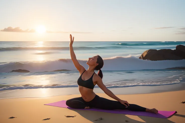 fecha: 2012
Location: Australia
Description: A yoga practitioner holds an elegant pose on a sun-drenched Australian beach, Every movement and breath attuned to the serene rhythm of nature.