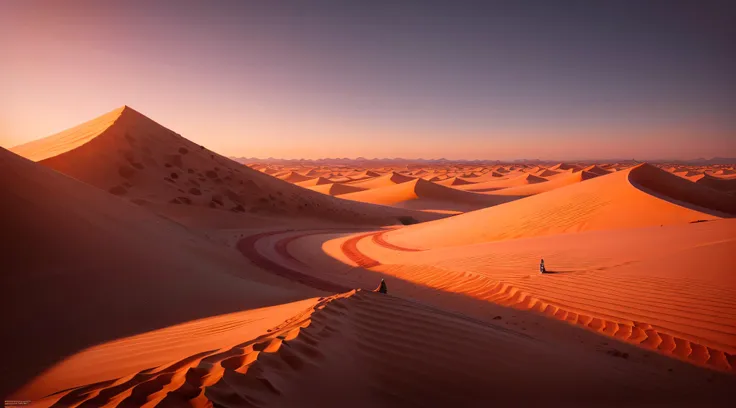 silk road documentary series,takla makan desert,gamels going on the hills of sand,red sunset starts on horizon,intricate,hyperrealistic,high detail