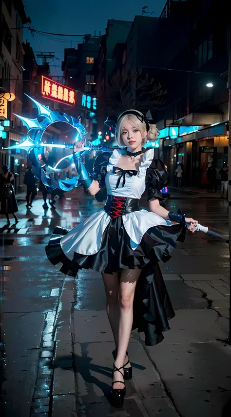 Walking down the street was a woman in a costume with a huge blue sword on her shoulder, 2b, Gorgeous Role Play, Anime cosplay, Anime girl cosplay, glamourous cosplay, inspired by Leng Mei, nier inspired, cosplay foto, professional cosplay, full-cosplay, e...