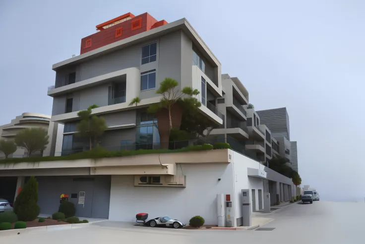 Arafat House，Parking and parking meters are available, Office building, modern technology building, exterior wide shot, 1600 South Azusa Avenue, commercial photograph, White Building, scenic full shot, building facing, wide angle photo, high res photograph...