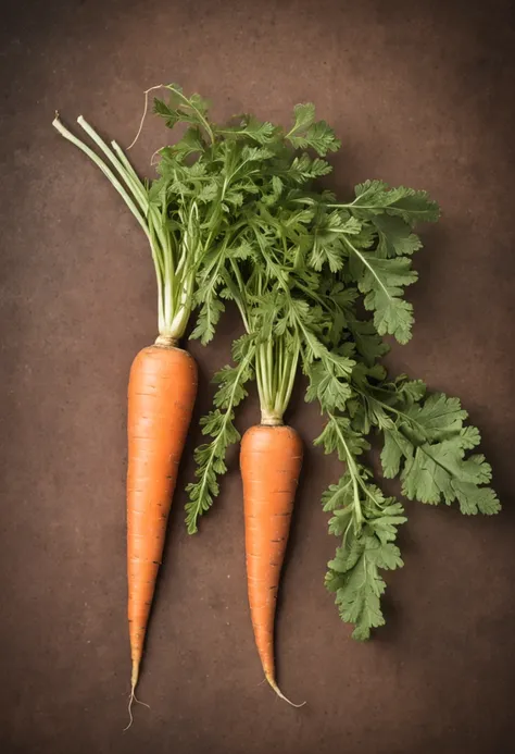 1 carrot with leaves, White background, No people