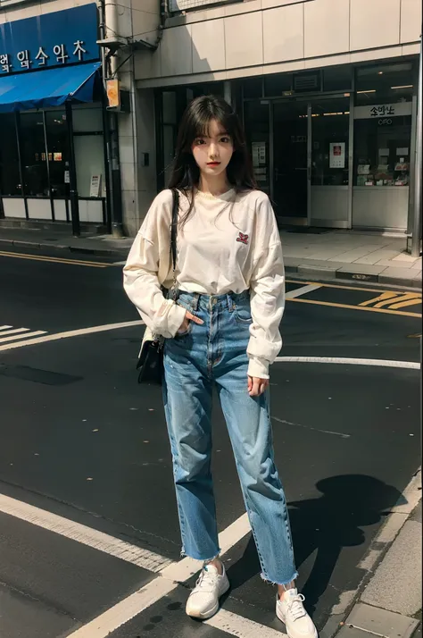 Korean girl standing on the street