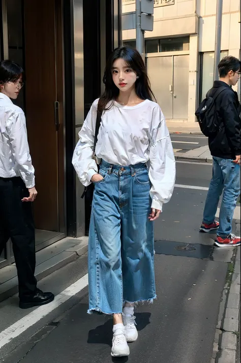 Korean girl standing on the street