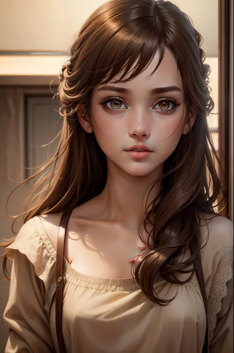 best quality, masterpiece,  (realistic:1.2), 1 girl, brown hair, brown eyes,Front, detailed face, beautiful eyes