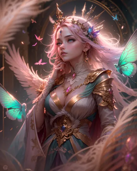 (((masterpiece))), (((best quality))), ((ultra-detailed)),(highly detailed CG illustration), ((an extremely delicate and beautiful)),cinematic light, Create a stunning fantasy artwork that mimics the style of currently trending masters of the genre. The ar...