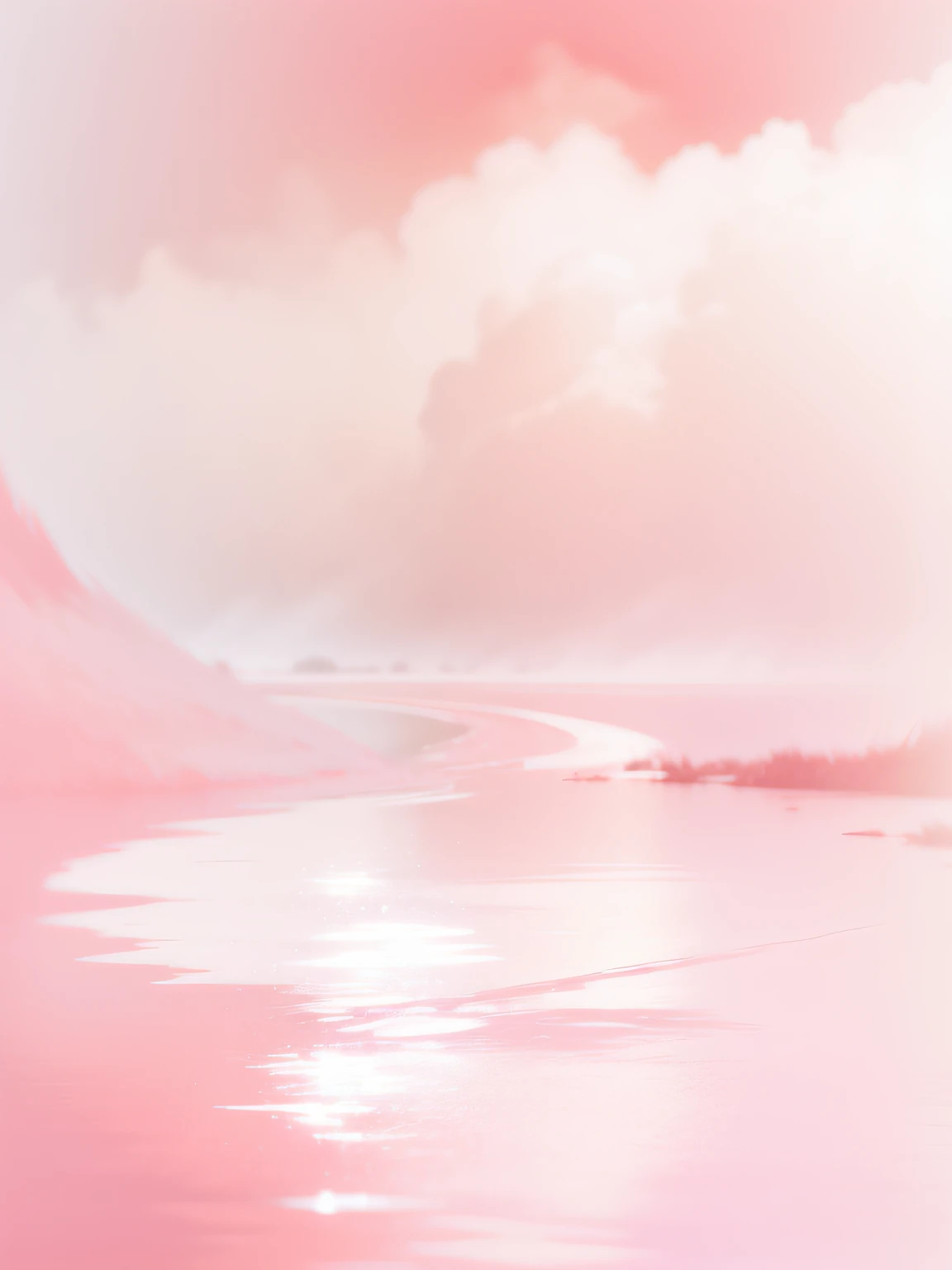 Water surface on pink background，pink-sky，Pink water stream